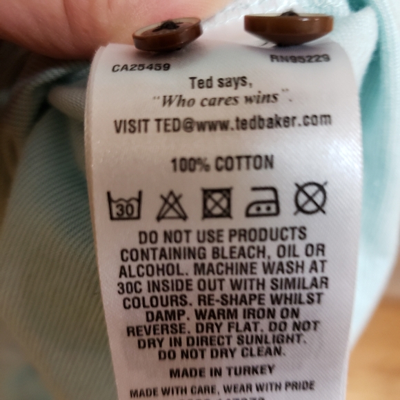 Ted Baker London Polo Mens Size 6 Delrey Lt Bluish Green Short Sleeve Preppy - Picture 7 of 8